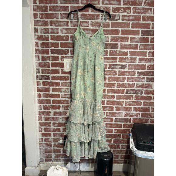 NWT Azazie Atelier Kamille Maxi Dress Mint Multi Floral Size 0 - Picture 2 of 10